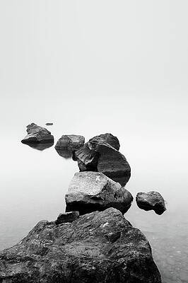 Minimalist Wall Art featuring the photograph Loch Lomond Rocks - B-W by Grant Glendinning