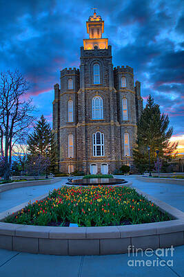 Utah Photograph - Logan Utah Temple Evening Portrait by Adam Jewell