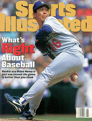 Hideo Nomo Pitching in Baseball Game Wall Art