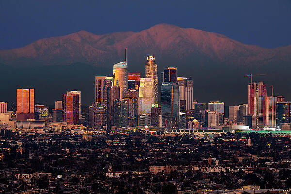 Los Angeles Wall Art featuring the photograph Los Angeles Skyline At Dusk by Kelley King