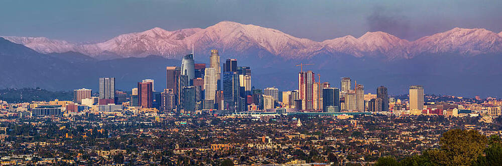 Snow-Capped Los Angeles Skyline Photograph