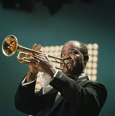 Louis Armstrong Playing Trumpet Wall Art