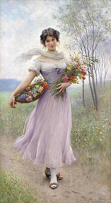 knee length dresses for ladies Beautiful Woman In Dress Mythical, Victorian Princess Canvas Painting, –  Famhose main image 0