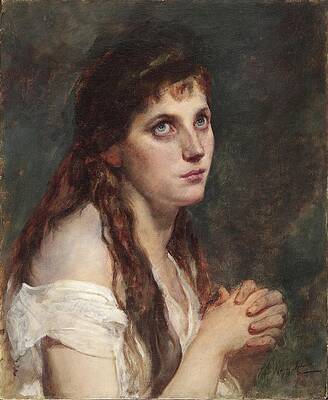 Gaze Painting - Madchen Mit Gefalteten Handen by Francesco Hayez