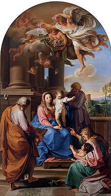 Pompeo Batoni Painting - Madonna And Child With Saints Joseph, Zacharias by Pompeo Batoni