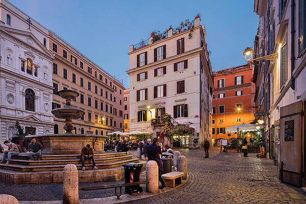 Fountain Wall Art featuring the digital art Madonna Dei Monti Square, Rome by Massimo Ripani