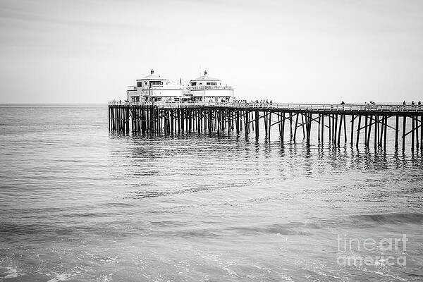 California Wall Art featuring the photograph Malibu Pier California Black And White Photo by Paul Velgos