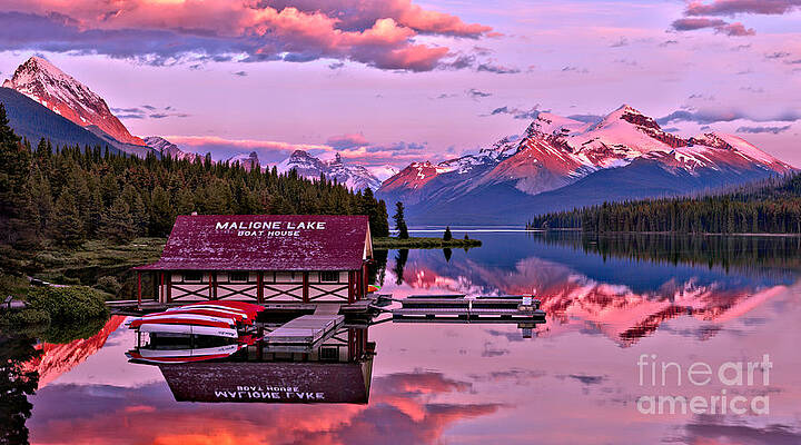 Wall Art featuring the photograph Maligne Lake Pink Perfection by Adam Jewell