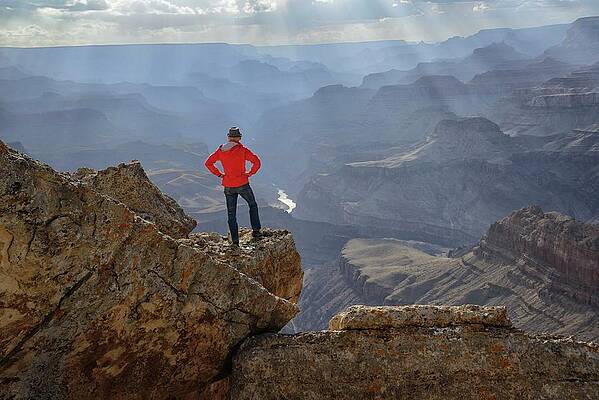 National Parks Wall Art featuring the digital art Man At Grand Canyon Np, Arizona by Heeb Photos