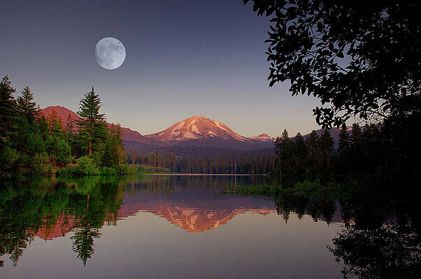 Manzanita Lake Moonlit Reflection Digital Art
