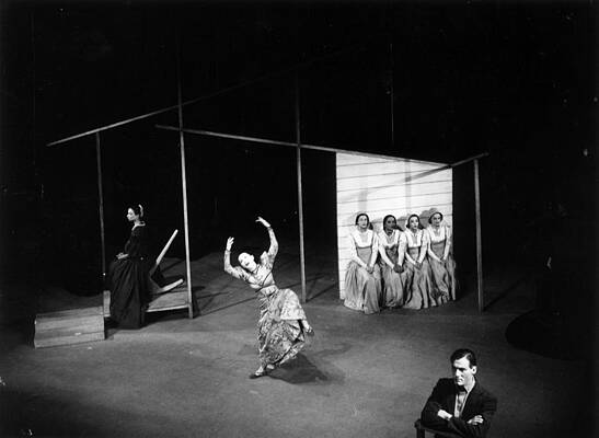 Dancers Perform on Minimalist Stage Wall Art