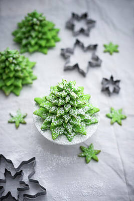 Matcha Biscuit Christmas Trees Vegan With Cookie Cutters Print