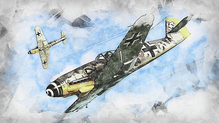 Historical Painting - Messerschmitt BF 109K4 - 03 by AM FineArtPrints