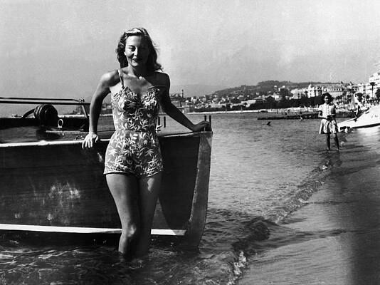 Wall Art featuring the photograph Michele Morgan At The First Cannes Film by Serge De Sazo