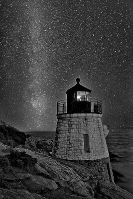 Monochromatic Photograph - Milky Way Rising Over Castle Hill BW by Susan Candelario