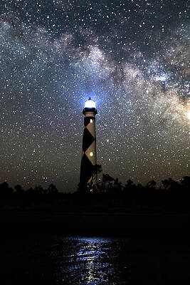 Photograph - Milkyway Over Cape Lookout Lighthouse. by Rob Narwid