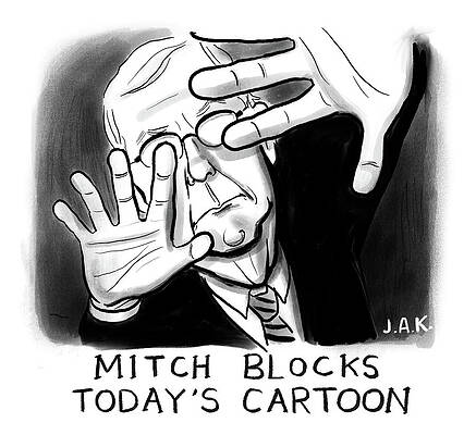 Russia Drawing - Mitch Blocks Today's Cartoon by Jason Adam Katzenstein