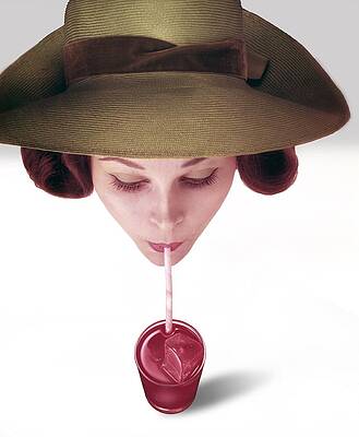 Woman Sipping a Drink Wall Art