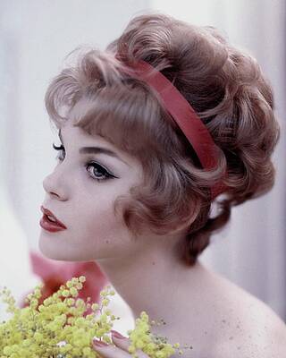 Wall Art featuring the photograph Model With Red Headband by Karen Radkai