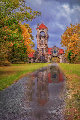 Autumn Castle with Reflection Photograph