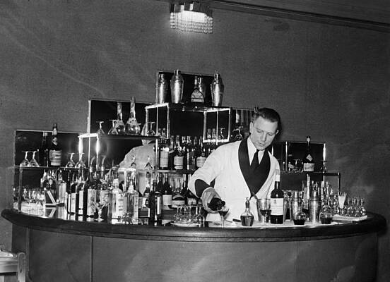 Classic Bar Scene with Bartender Wall Art