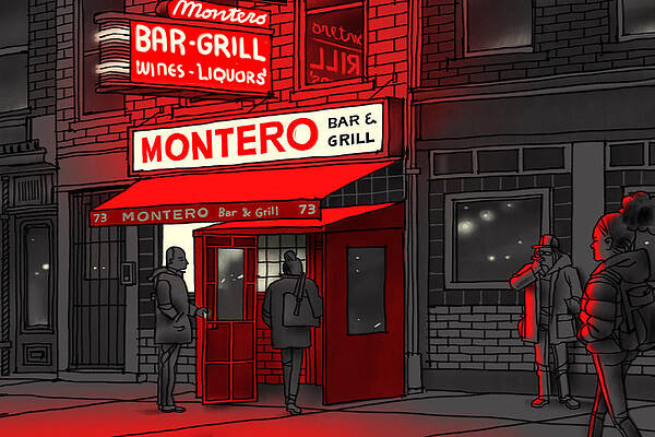 Montero Bar Night Scene Drawing