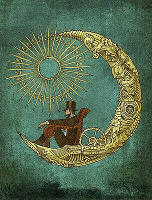 Victorian Gentleman on a Crescent Moon Wall Art