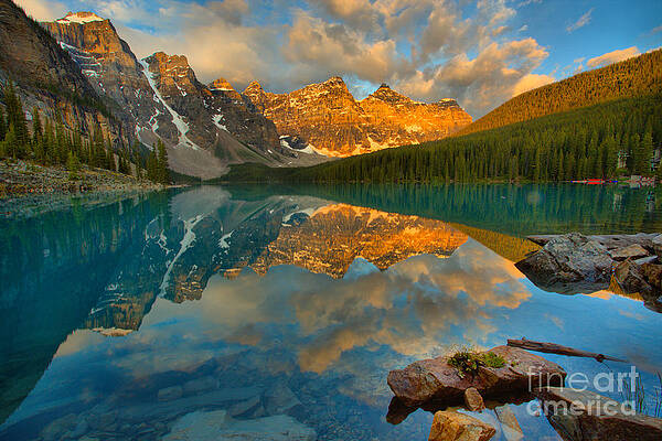 Sunrise Wall Art featuring the photograph Moraine Lake Fiery July Morning by Adam Jewell