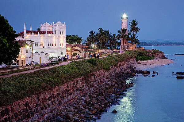 Building Wall Art featuring the photograph Mosque & Lighthouse, Galle, Sri Lanka by Reinhard Schmid
