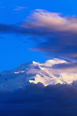 Wall Art featuring the photograph Mount Mckinley, Cumulus Clouds, Blue by Eastcott Momatiuk