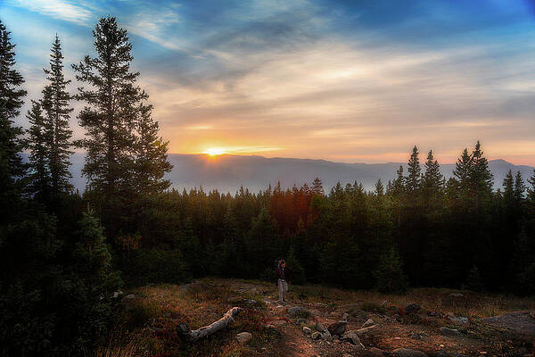 Wall Art featuring the photograph Mt. Elbert Hiker At Daybreak by Owen Weber