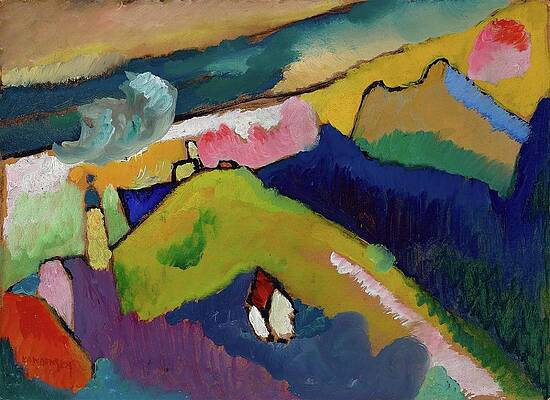 Expressionism Wall Art featuring the painting Murnau  Mountain Landscape With Church by Wassily Kandinsky