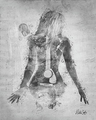 Silhouette with Guitar Design Digital Art