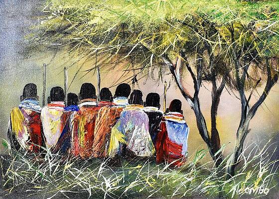 Kenya Wall Art featuring the painting N-206 by John Ndambo