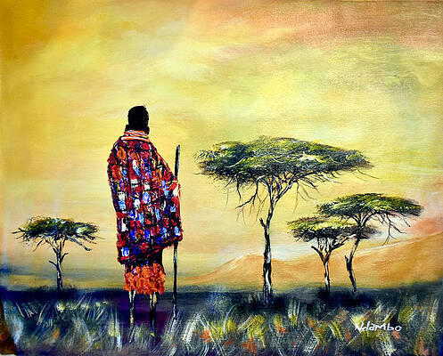 Kenya Wall Art featuring the painting N-214 by John Ndambo