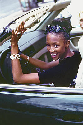 Naomi Campbell in Convertible Car Photograph