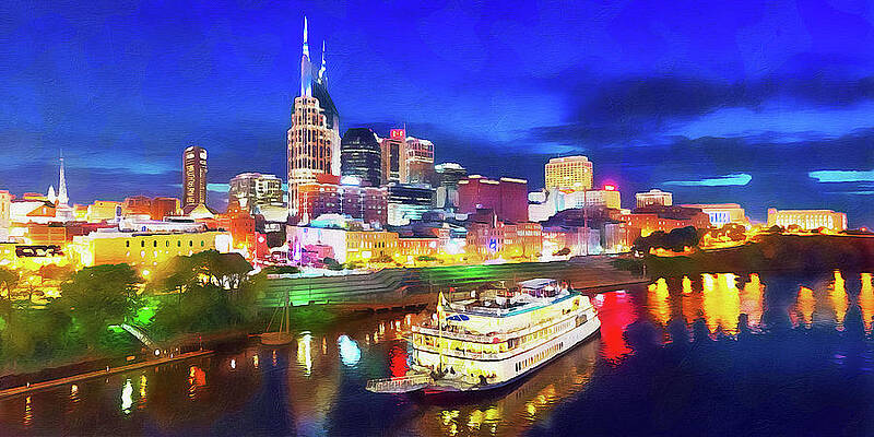 Scenic Wall Art featuring the painting Nashville, Tennessee - 04 by AM FineArtPrints