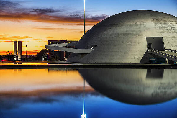 Wall Art featuring the digital art National Museum, Brasilia, Brazil by Antonino Bartuccio