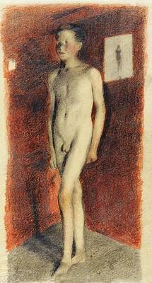 Expressionism Wall Art featuring the painting Naturalistischer Knabenakt by Otto Meyer-amden