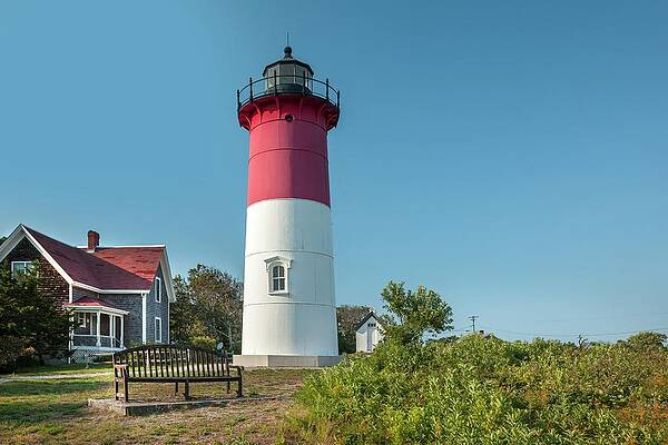 Lighthouse Wall Art featuring the digital art Nauset Beach Lighthouse, Cape Cod, Ma by Lumiere