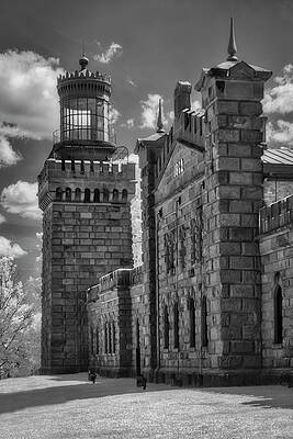 Monochromatic Photograph - Navesink Twin Lights Tower by Susan Candelario