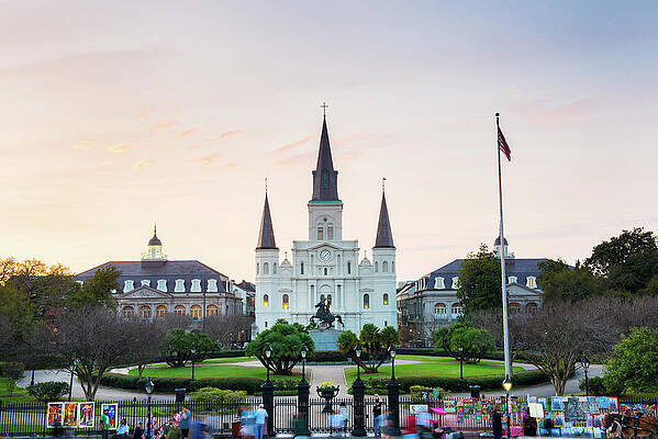 Facade Wall Art featuring the digital art New Orleans, Saint Louis Cathedral by Jordan Banks