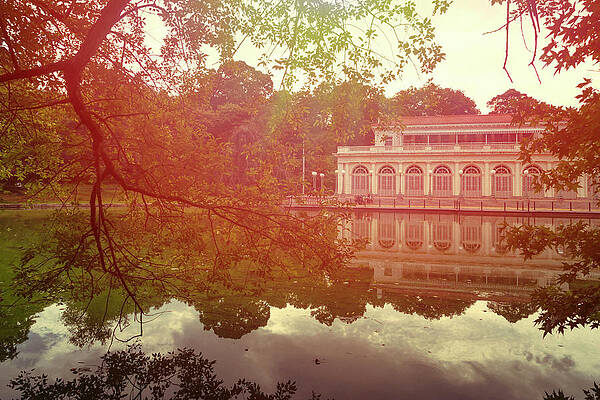 Facade Wall Art featuring the digital art New York City, Brooklyn, Prospect Park, Boathouse On The Lullwater by Lumiere