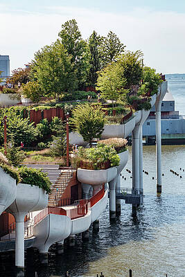 Hudson New York Wall Art featuring the digital art New York City, Manhattan, Little Island At Pier 55 At Hudson River Park by Lumiere