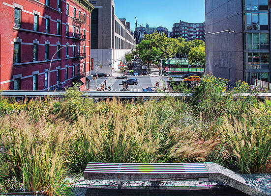 U S Wall Art featuring the digital art New York City, Manhattan, View From High Line Elevated Park by Lumiere