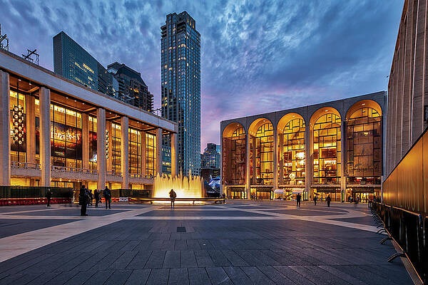 Fountain Wall Art featuring the digital art New York, New York City, Manhattan, Lincoln Center For The Performing Arts, Revson Fountain by Lumiere