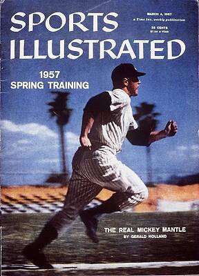 Mickey Mantle in Spring Training Action Wall Art
