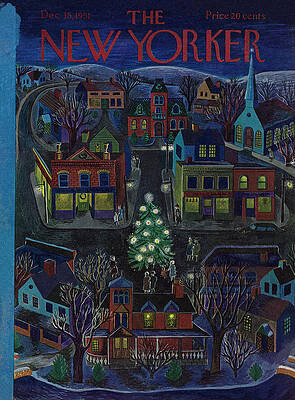 Festive Small Town at Night Wall Art