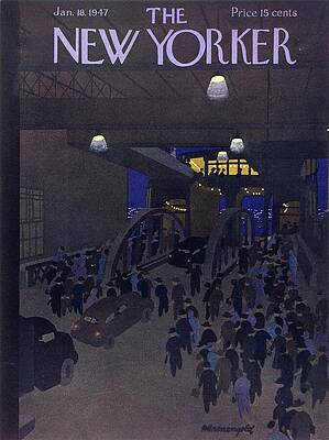 Ferry Wall Art featuring the painting New Yorker January 18, 1947 by Adolph K Kronengold