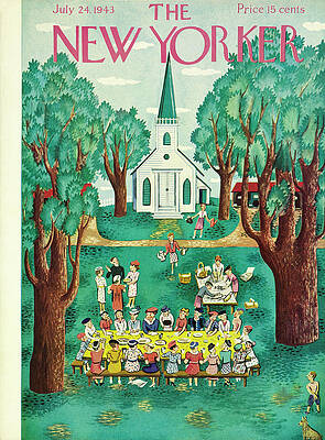 Rural Church Picnic Gathering Painting